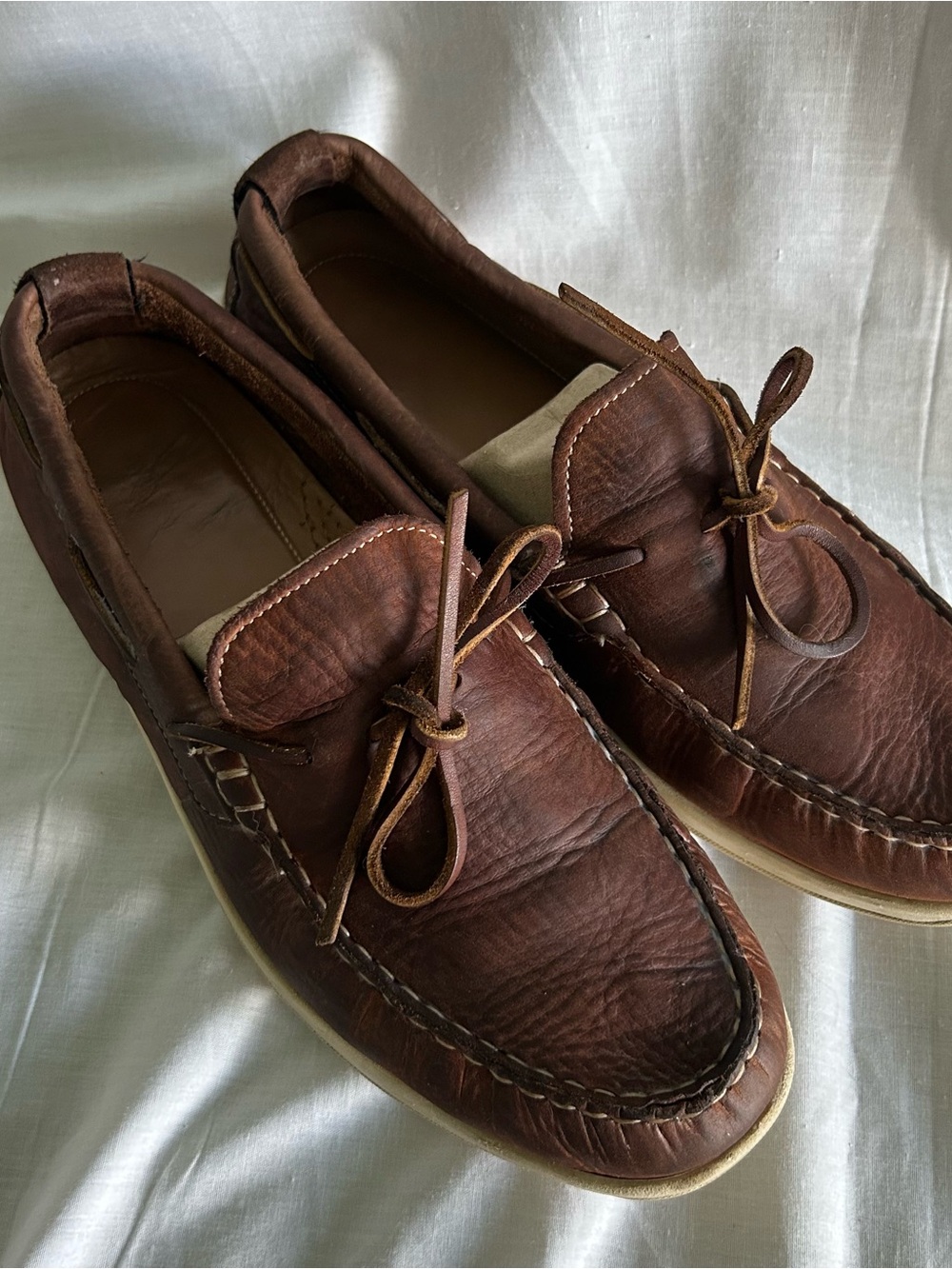 Men’s COLE HAAN Brown Leather Loafers Boat Shoes Moccasin-Style Size 11 - Picture 2 of 9